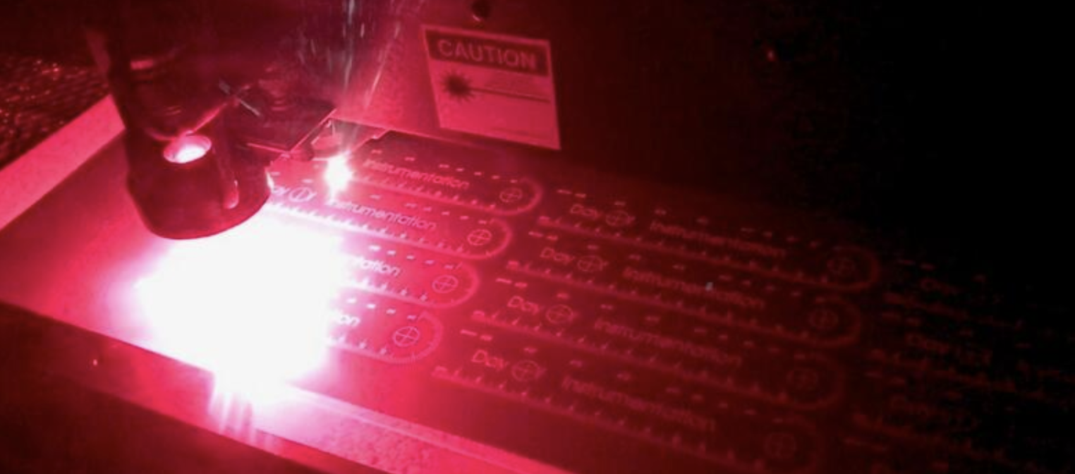 Red light image of a laser