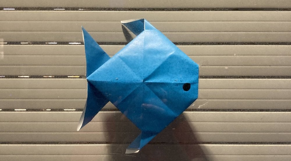 blue origami fish