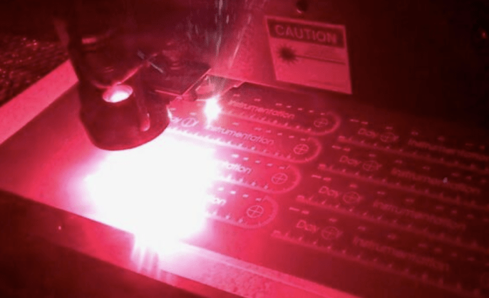 Red light image of a laser