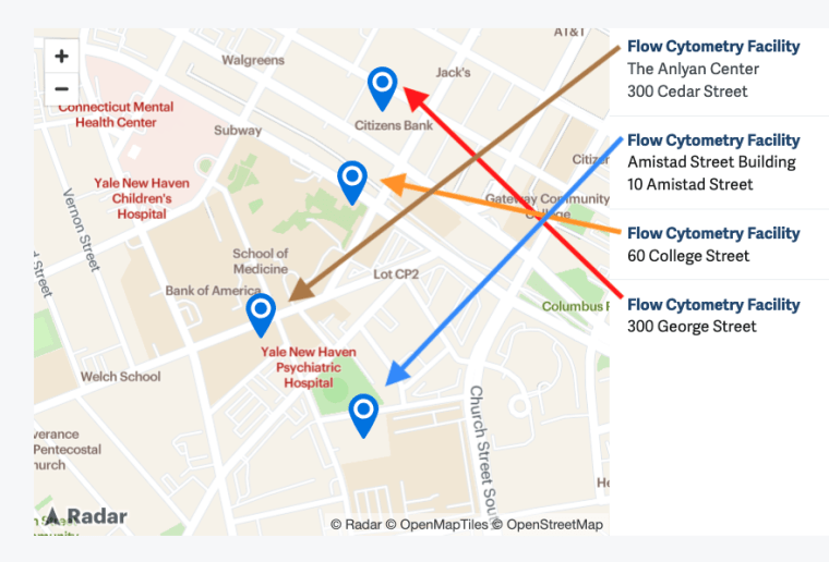 Map showing the core's 4 locations
